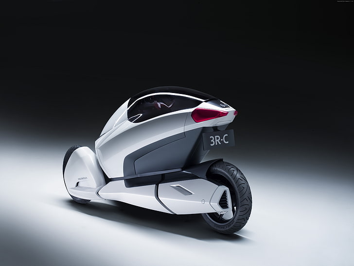 concepto, Honda 3R-C, bicicleta, autos eléctricos, tres ruedas, espalda, Honda, vehículo, Fondo de pantalla HD