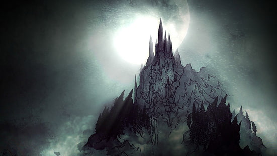 планинска илюстрация, Castlevania, замък, видео игри, кръв, ретро игри, Дракула, Castlevania: Lords of Shadow, HD тапет HD wallpaper