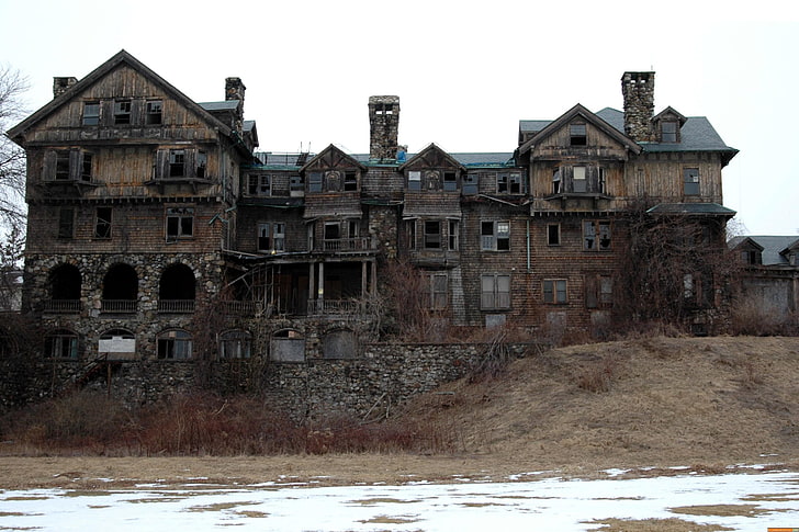 مبنى خرساني بني وأسود ، خراب ، مبنى مهجور، خلفية HD