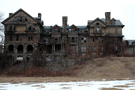 brun och svart betongbyggnad, ruin, övergiven, byggnad, HD tapet HD wallpaper