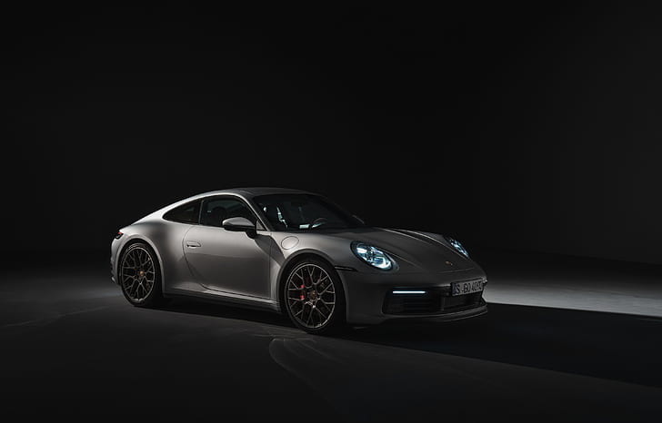coupe, 911, Porsche, the dark background, Carrera 4S, 992, 2019, HD wallpaper