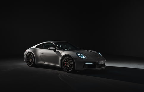 coupé, 911, Porsche, le fond sombre, Carrera 4S, 992, 2019, Fond d'écran HD HD wallpaper