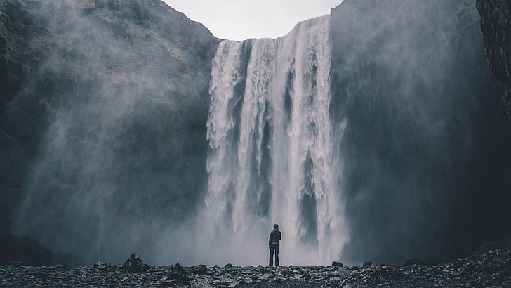 Wasserfall, Natur, Wasser, Felsen, Männer, HD-Hintergrundbild