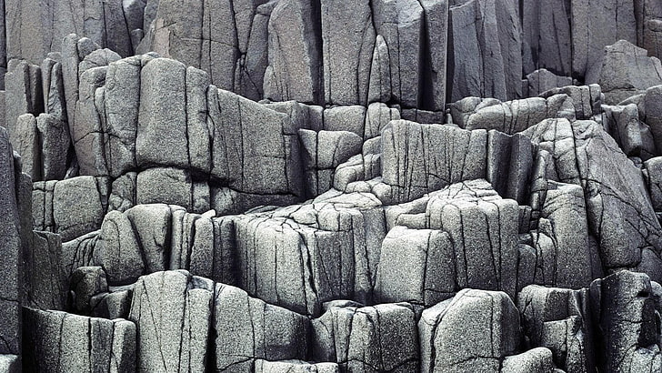 en blanco y negro, rock, fotografía monocroma, monocromo, material, textura, muro de piedra, basalto, Fondo de pantalla HD