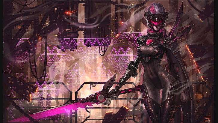 League of Legends-Projekt Fiora, Cyberpunk, Frauen, Fiora (League of Legends), HD-Hintergrundbild