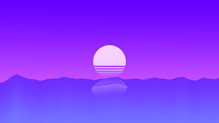 Purple Sunset Minimal 4K, pôr do sol, Roxo, Mínimo, HD papel de parede