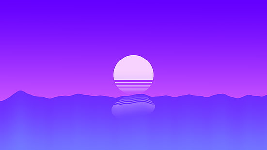Purple Sunset Minimal 4K, sunset, Purple, Minimal, HD wallpaper HD wallpaper