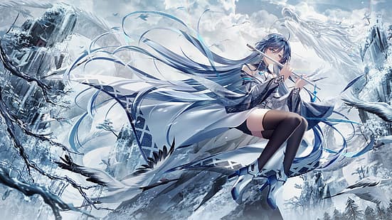 Legion, Legion 5, Lenovo, Gaming-Laptop, Anime, Anime-Girls, Kunstwerke, chinesische Kleidung, blaue Haare, HD-Hintergrundbild HD wallpaper