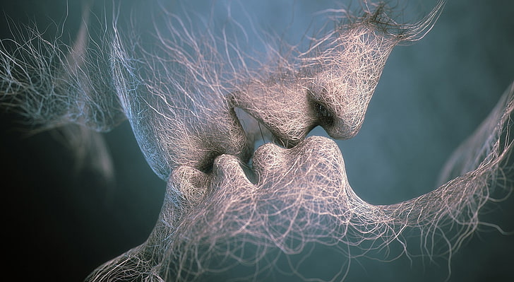 Kiss, root kiss art illustration, Artistic, Fantasy, kiss, beautiful, HD tapet