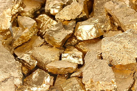 lote de pedra de ouro, metal, mineral, padrão ouro, HD papel de parede HD wallpaper