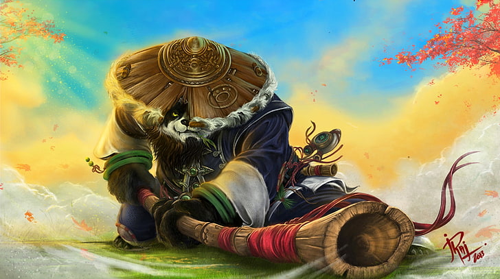 Иллюстрация Панды, Панда, World of Warcraft, Warcraft, вау, Туман Пандарии, HD обои