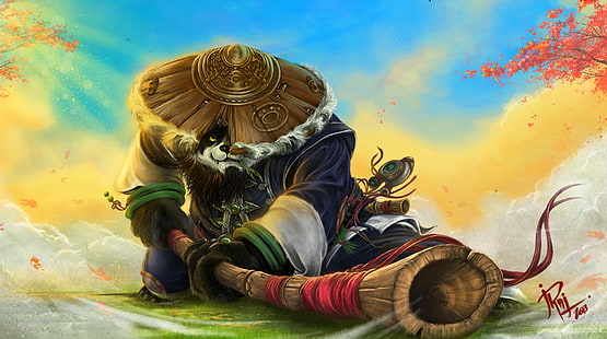 Panda illustration, Panda, World of Warcraft, Warcraft, wow, Mist of Pandaria, HD wallpaper HD wallpaper