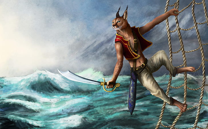 Lynx, mesh, pedang, senjata, laut, Wallpaper HD