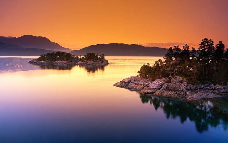 พระอาทิตย์ตกทิวทัศน์หมู่เกาะธรรมชาติทะเลสาบในฝันพลบค่ำ 1920x1200 Nature Lakes HD Art, พระอาทิตย์ตก, ทิวทัศน์, วอลล์เปเปอร์ HD