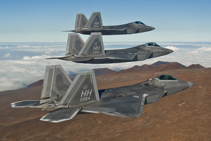 飛行、戦闘機、F-22、ラプター、 HDデスクトップの壁紙