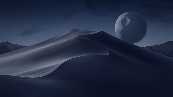 дюна, нощ, пясък, Звезда на смъртта, Междузвездни войни, HD тапет HD wallpaper