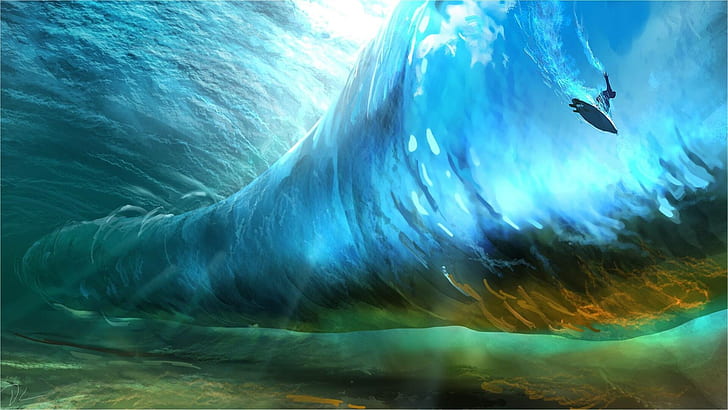Künstlerisch, Welle, Surfer, HD-Hintergrundbild
