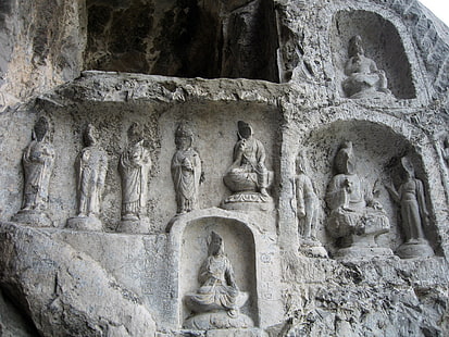 paredes esculpidas em pedra, grutas de longman, cavernas, formas, pedra, arquitetura, escultura, HD papel de parede HD wallpaper
