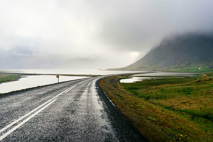 снимка на тротоар в близост до водно тяло по време на облачен ден, път, планина, Straße, zum, Berg, снимка, тротоар, водно тяло, облачно, ден, Небел, мрачен, дестинация, мъгла, езера, Weg, пътуване, път, пейзаж , Wasser, Хелоуин, Reise, пътуване, Исландия, призрачен, магистрала, Klippe, начин, Остров, облак, мъгла, Wolke, туризъм, Dunst, Austurland, природа, живопис, на открито, HD тапет
