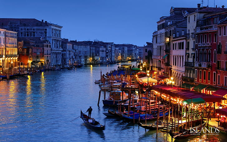 Italy, landscape, Venice, boat, city, house, building, water, HD wallpaper