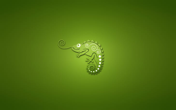 chameleon, minimalism, green background, HD wallpaper