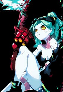 cyberpunk, Cyberpunk: Edgerunners, Rebecca (edgerunners), anime, anime girls, ragazze con le pistole, fan art, pistola, Sfondo HD HD wallpaper