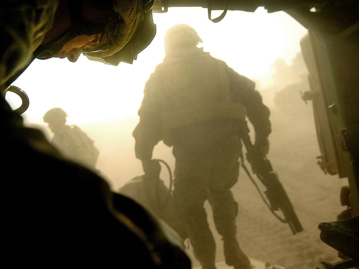 남자의 갈색 육군 유니폼, 군인, 전쟁, 군사, 이라크, HD 배경 화면