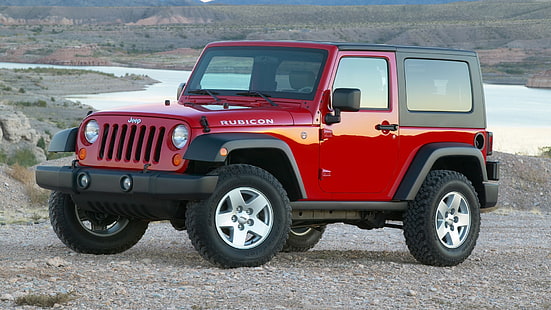 czerwony Jeep Rubicon SUV, SUV, jeep, wrangler, rubicon, Tapety HD HD wallpaper