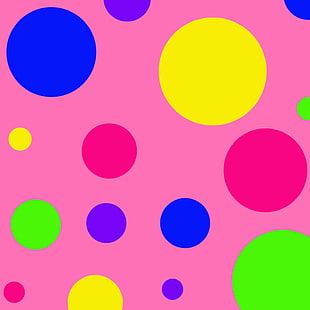 Seni, Abstrak, Polka Dot, Bola, Warna, Latar Belakang Merah Muda, seni, abstrak, polka dot, bola, warna, latar belakang merah muda, Wallpaper HD HD wallpaper