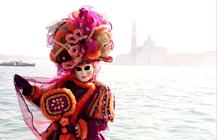 mask, outfit, carnival, Venice, HD wallpaper