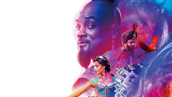 Film, Aladdin (2019), Jafar, Marwan Kenzari, Naomi Scott, Princess Jasmine, Will Smith, Wallpaper HD