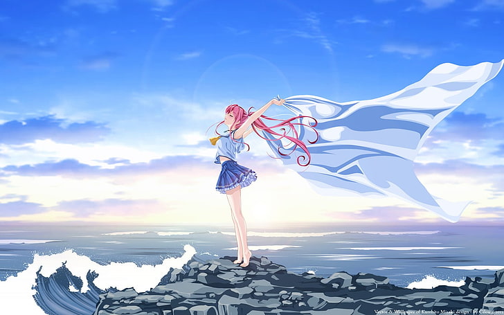 Anime, cielo azul profundo y alas blancas puras, Tomoka Miyamae, Fondo de pantalla HD
