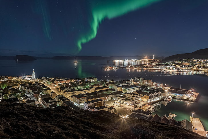 lights, Northern lights, Norway, polar lights, Hammerfest, HD wallpaper
