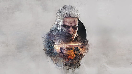 ilustração da ilustração do protagonista Caçador de Bruxas, The Witcher, The Witcher 3: Wild Hunt, Geralt of Rivia, HD papel de parede HD wallpaper