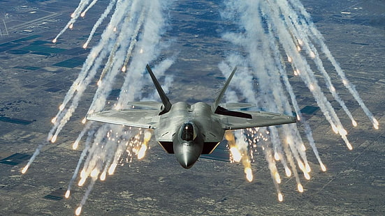 jet, Lockheed Martin, Raptor F-22, pesawat terbang, pesawat militer, militer, kendaraan, Wallpaper HD HD wallpaper