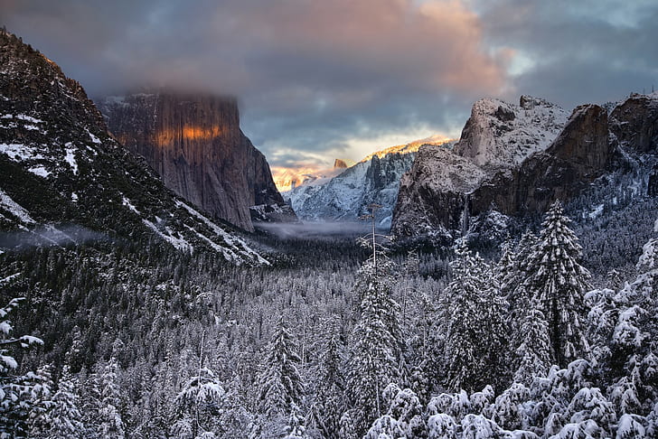 風景、谷、雪、 HDデスクトップの壁紙