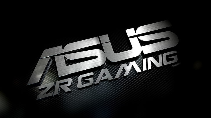 فضي شعار Asus ZR للألعاب ، كمبيوتر محمول ، كربون ، أسود ، معدن ، هاي تك ، أسوس، خلفية HD