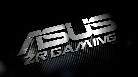 シルバーAsus ZR Gamingロゴ、ラップトップ、カーボン、ブラック、メタル、ハイテク、Asus、 HDデスクトップの壁紙 HD wallpaper