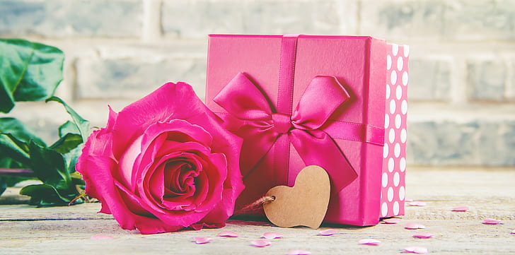 kärlek, gåva, hjärta, rosor, bukett, rosa, blommor, romantisk, alla hjärtans dag, presentask, HD tapet