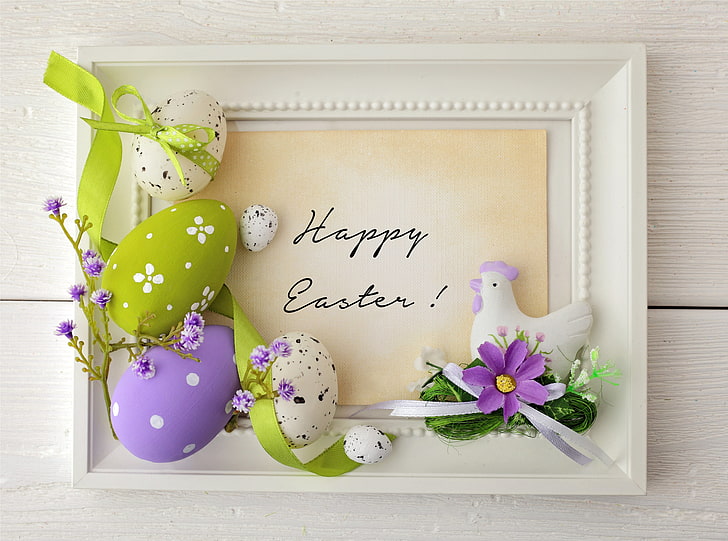 decoração de ovos de cores sortidas, flores, ovos, páscoa, fita, primavera, HD papel de parede