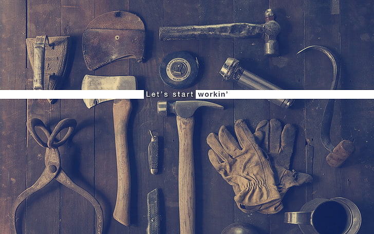 hand tool lot, workshops, work bench, tools, hammer, purple, work, HD wallpaper