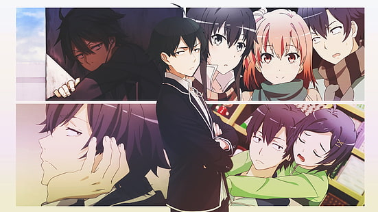 Anime, Benim Genç Romantik Komedi SNAFU, Hikigaya Hachiman, Komachi Hikigaya, Yui Yuigahama, Yukino Yukinoshita, HD masaüstü duvar kağıdı HD wallpaper