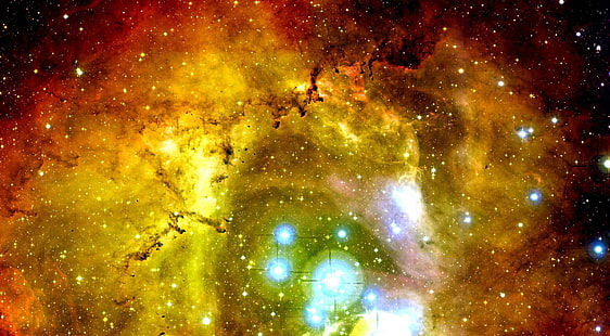 Туманность Розетка, желтая галактика обои, Космос, Туманность, Розетка, HD обои HD wallpaper