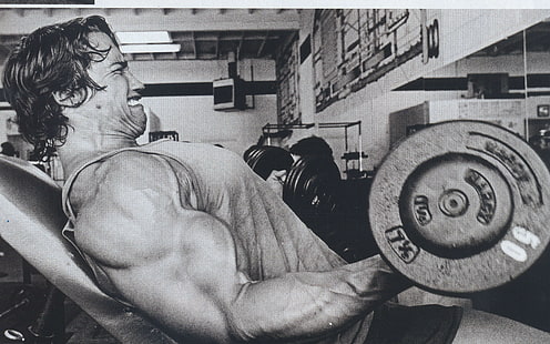 trening, kulturystyka, Arnold Schwarzenegger, sztanga, Kulturysta, mięśnie, ćwiczenia, siłownie, hantle, ćwiczenia, chudy, Tapety HD HD wallpaper