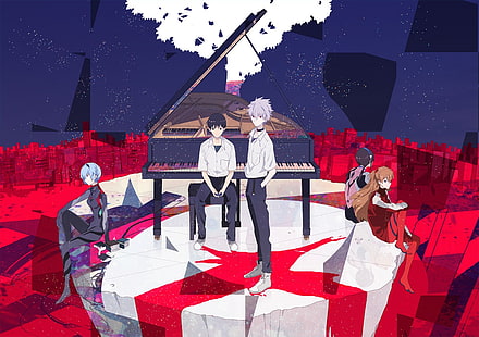 Neon Genesis Evangelion و Asuka Langley Soryu و Ayanami Rei و Ikari Shinji و Kaworu Nagisa و Makinami Mari، خلفية HD HD wallpaper