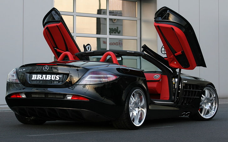 black Brabus convertible coupe, Mercedes-Benz, car, Mercedes SLR, vehicle, HD wallpaper