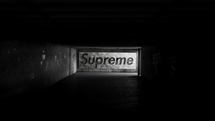 supreme, dark background, logo, logotype, HD wallpaper