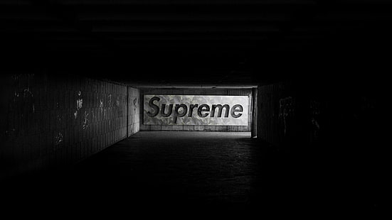 supreme, dark background, logo, logotype, HD wallpaper HD wallpaper