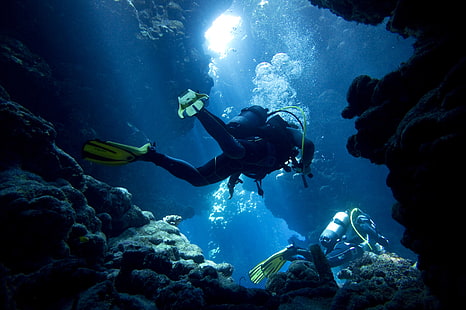 الرياضة ، الغوص ، المرجان ، الغواص ، تحت الماء، خلفية HD HD wallpaper