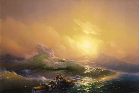 Sturm, der Absturz, Aivazovsky, die neunte Welle, HD-Hintergrundbild HD wallpaper